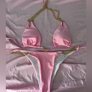 Sold * Fashion Nova Pink Chain Bikini Set